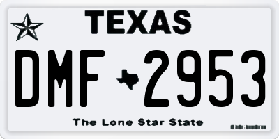 TX license plate DMF2953