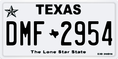 TX license plate DMF2954