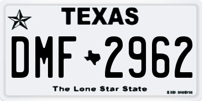 TX license plate DMF2962