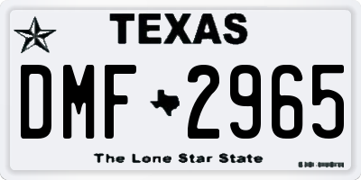 TX license plate DMF2965