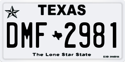 TX license plate DMF2981