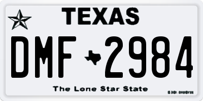 TX license plate DMF2984