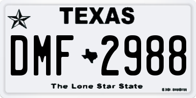 TX license plate DMF2988