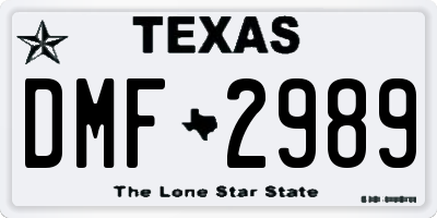 TX license plate DMF2989