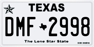 TX license plate DMF2998