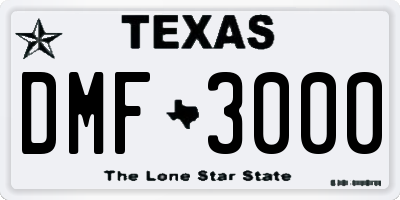 TX license plate DMF3000