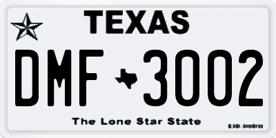 TX license plate DMF3002