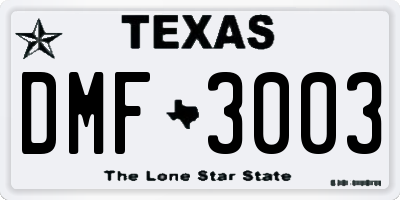 TX license plate DMF3003