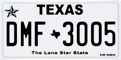 TX license plate DMF3005