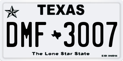 TX license plate DMF3007