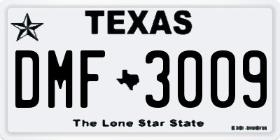 TX license plate DMF3009