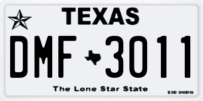 TX license plate DMF3011