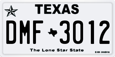 TX license plate DMF3012