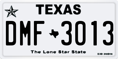 TX license plate DMF3013