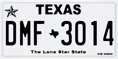 TX license plate DMF3014