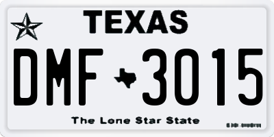 TX license plate DMF3015