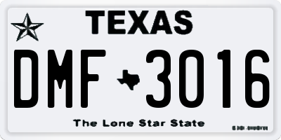 TX license plate DMF3016