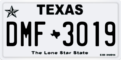 TX license plate DMF3019