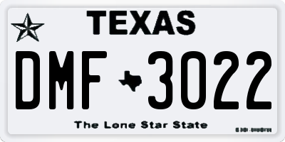 TX license plate DMF3022