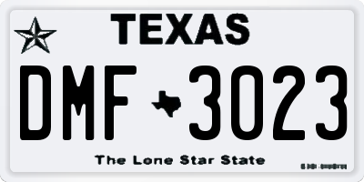 TX license plate DMF3023