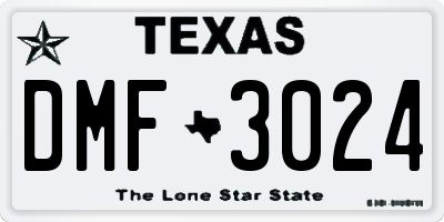 TX license plate DMF3024