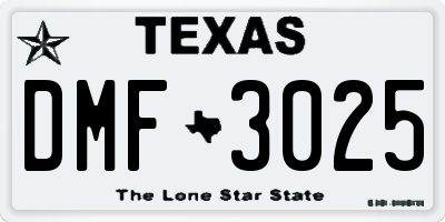 TX license plate DMF3025