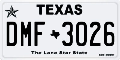 TX license plate DMF3026