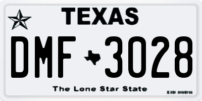 TX license plate DMF3028