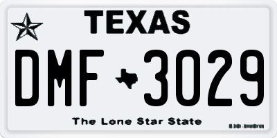 TX license plate DMF3029