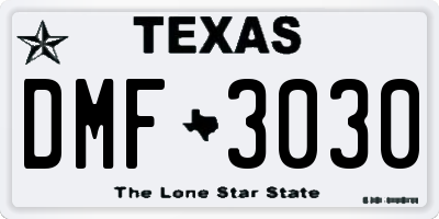 TX license plate DMF3030