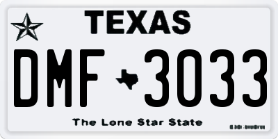 TX license plate DMF3033