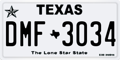 TX license plate DMF3034