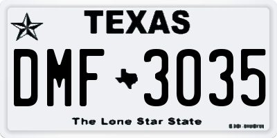 TX license plate DMF3035