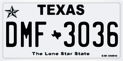 TX license plate DMF3036