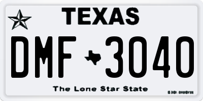 TX license plate DMF3040