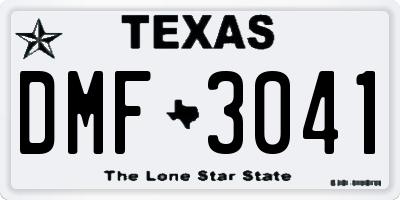 TX license plate DMF3041