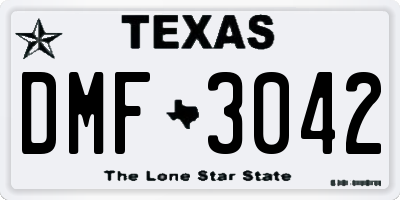 TX license plate DMF3042