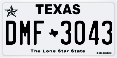TX license plate DMF3043