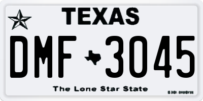 TX license plate DMF3045