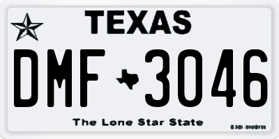 TX license plate DMF3046
