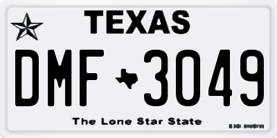 TX license plate DMF3049