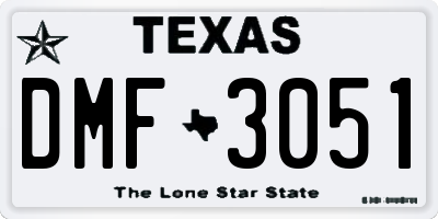 TX license plate DMF3051