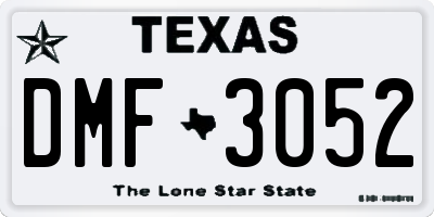 TX license plate DMF3052