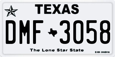 TX license plate DMF3058
