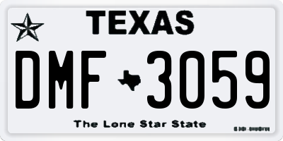 TX license plate DMF3059