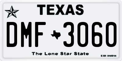 TX license plate DMF3060