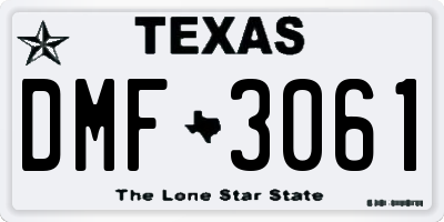 TX license plate DMF3061