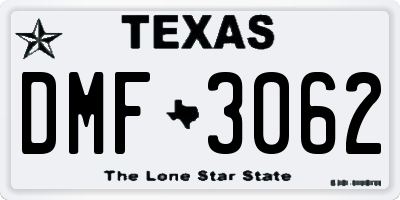 TX license plate DMF3062