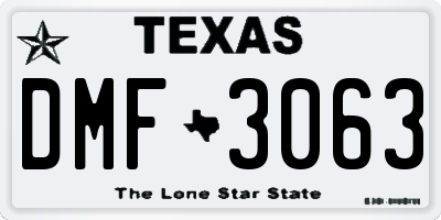 TX license plate DMF3063