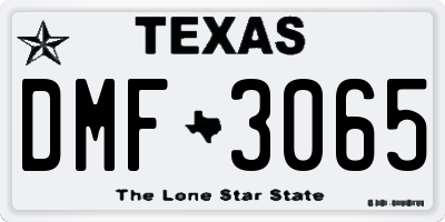 TX license plate DMF3065